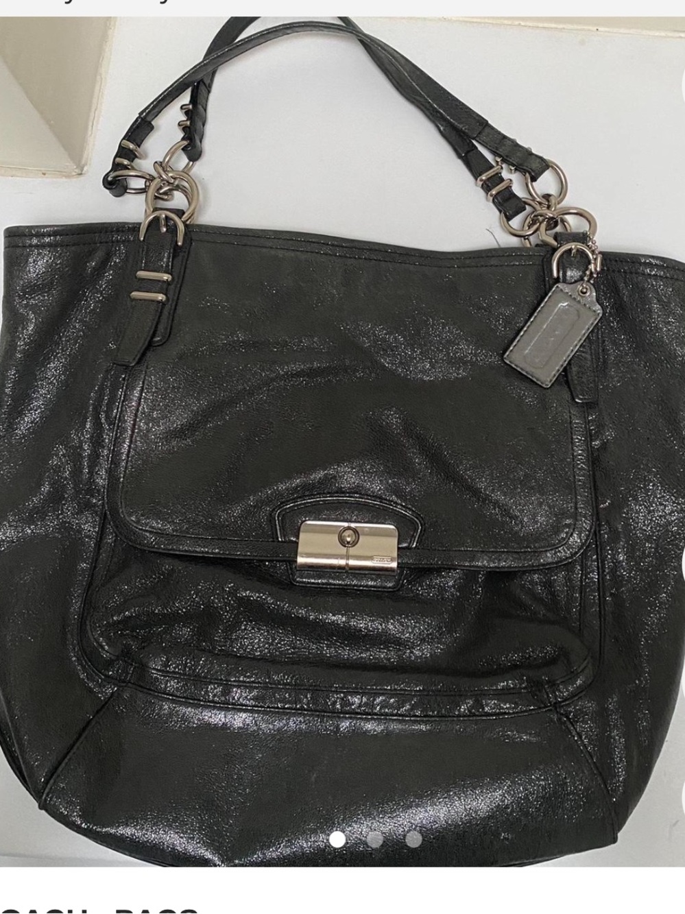 Vintage Coach Patent Leather Satin-Lined Handbag